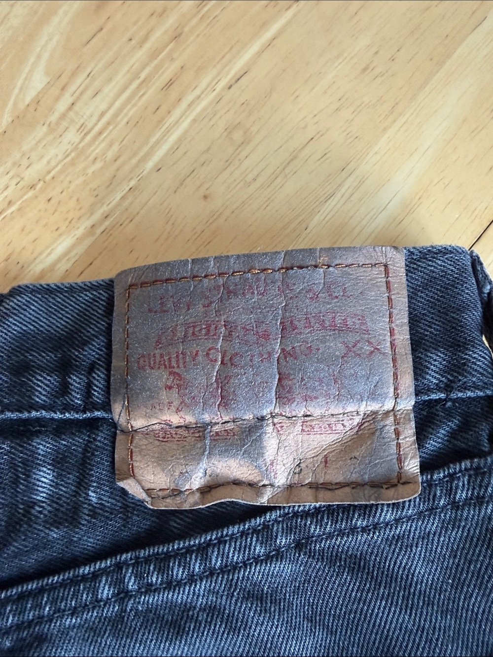Levi's Black Distressed Jeans w/ Creation of Adam Knee Patch Art | 34x28 - Picture 10 of 11